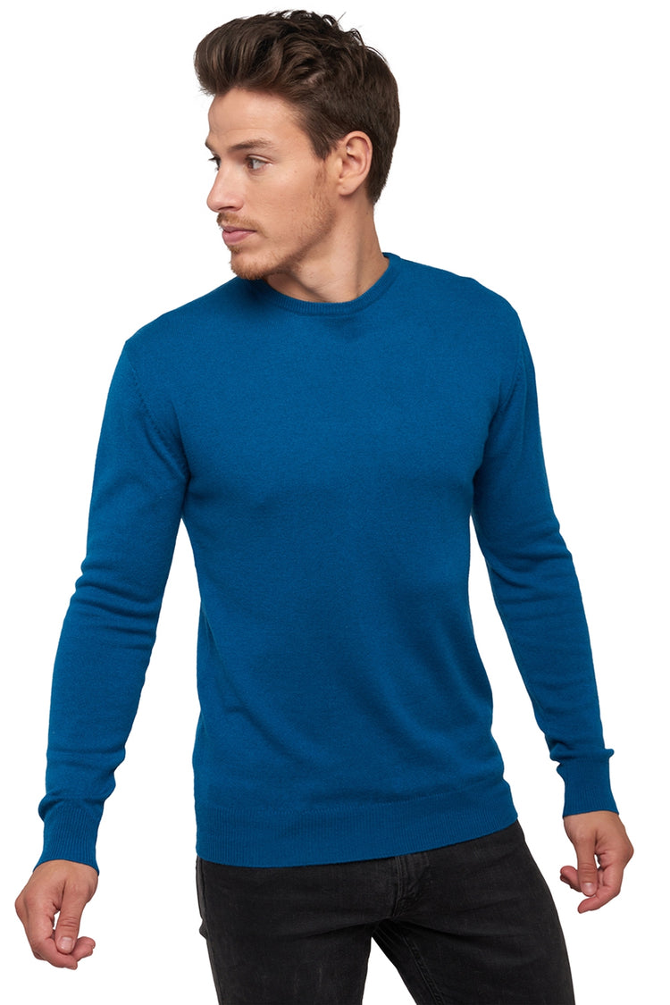 Kaschmirpullover, 100 % Kaschmir, Herren, Rundhalsausschnitt, gerader Schnitt, lange Ärmel, normal / 2- und 4-fädig, normales Strickgewebe, Mahogany