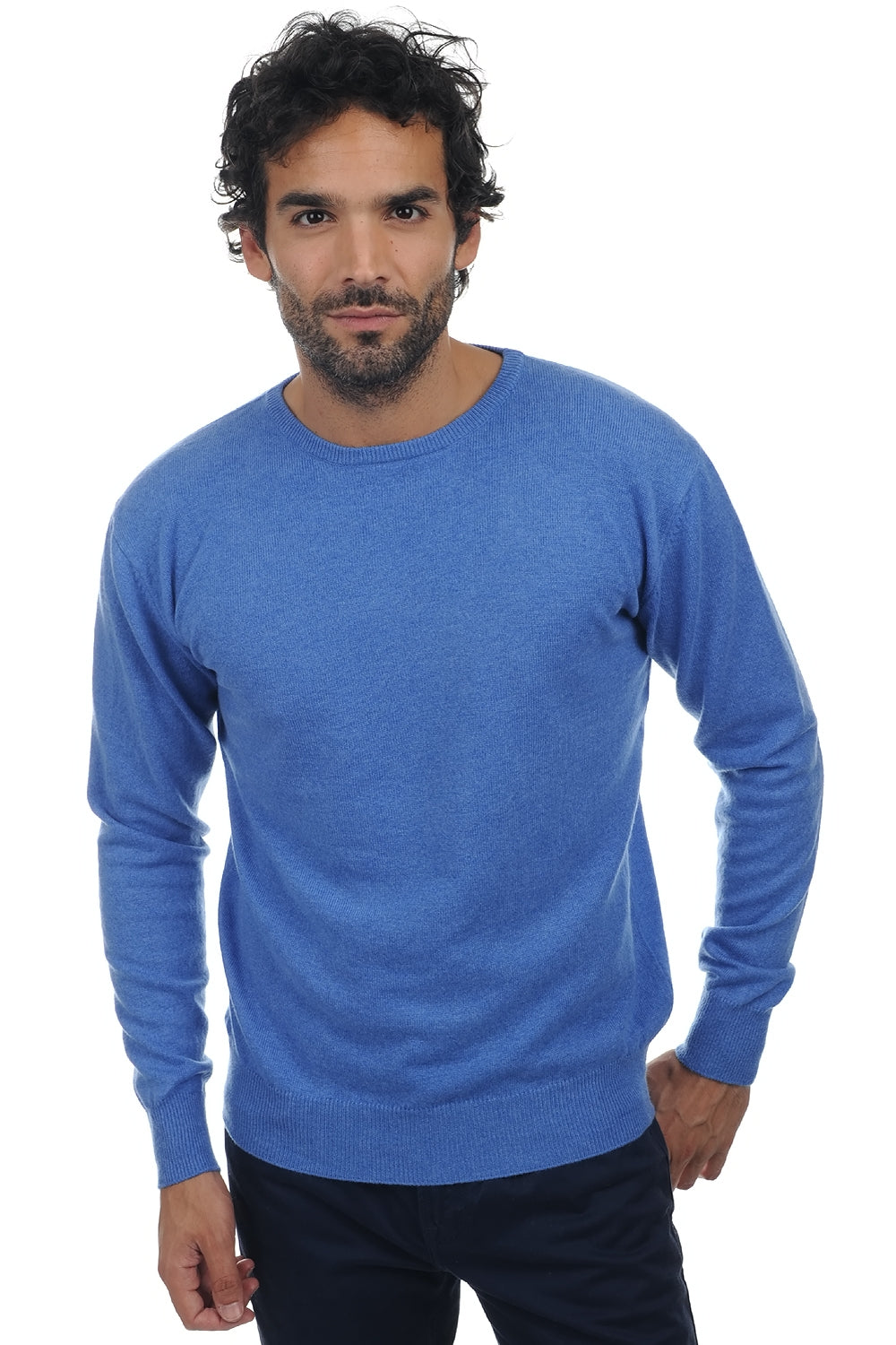 Keaton aus Kaschmir für Herren - meliertes Blau - Mahogany