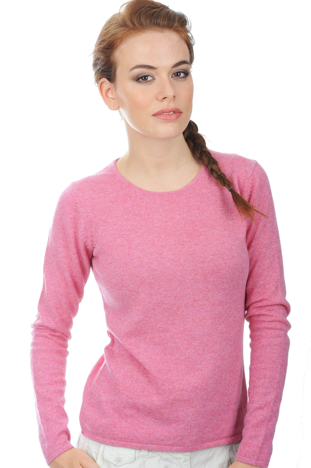 Line aus Kaschmir für Damen - Bubble Gum - Mahogany