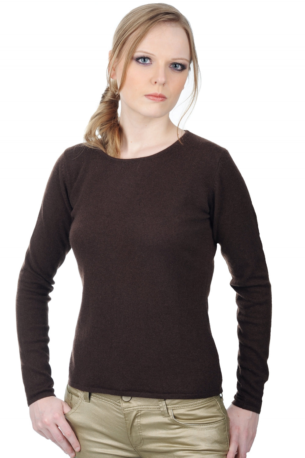 Line aus Kaschmir für Damen - Cappuccino - Mahogany