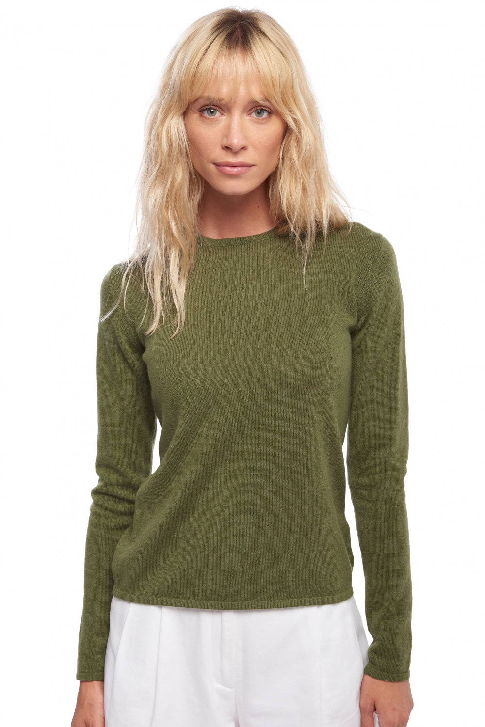 Line aus Kaschmir für Damen - Khaki - Mahogany
