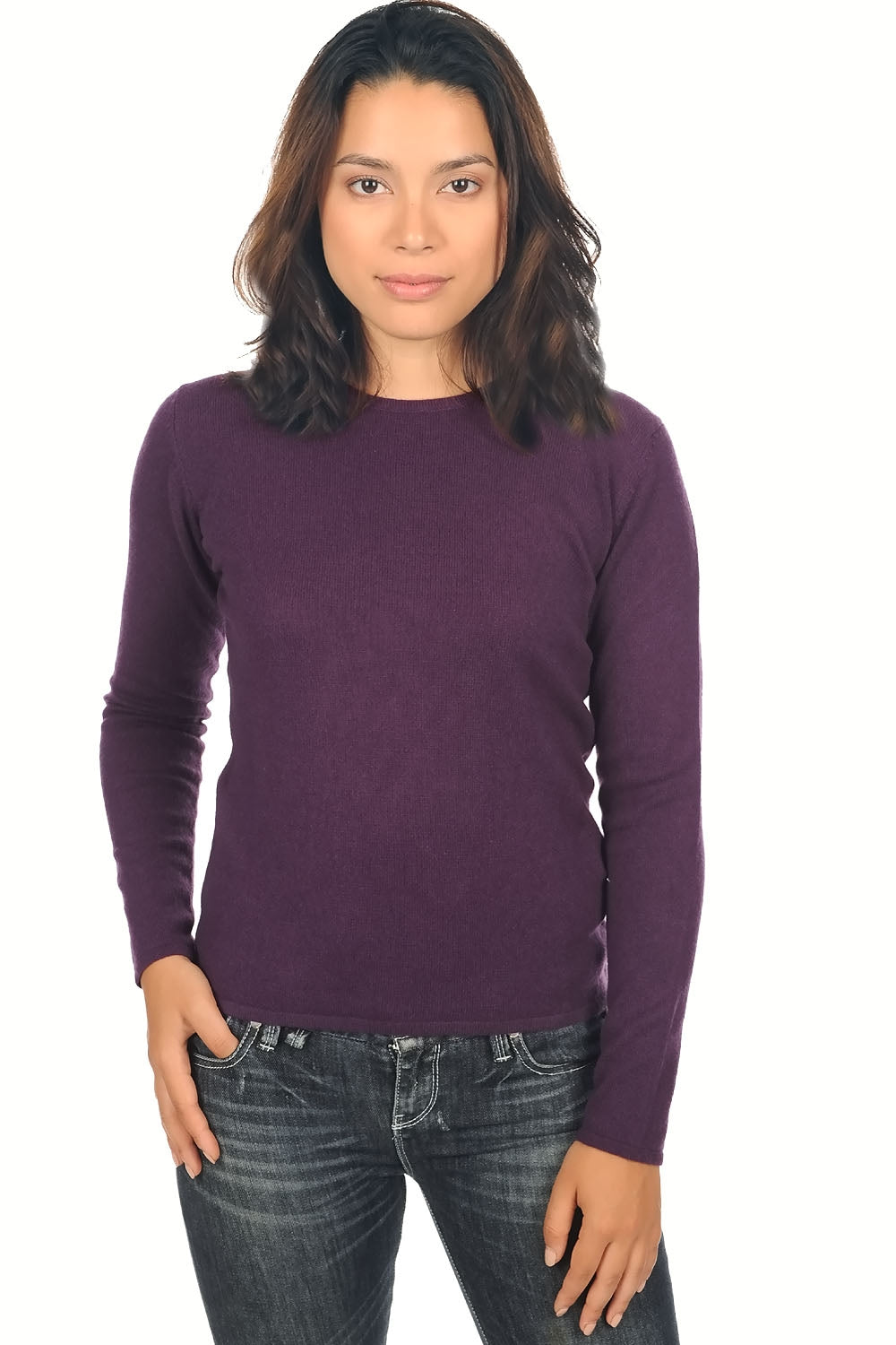 Line aus Kaschmir für Damen - Pflaume - Mahogany
