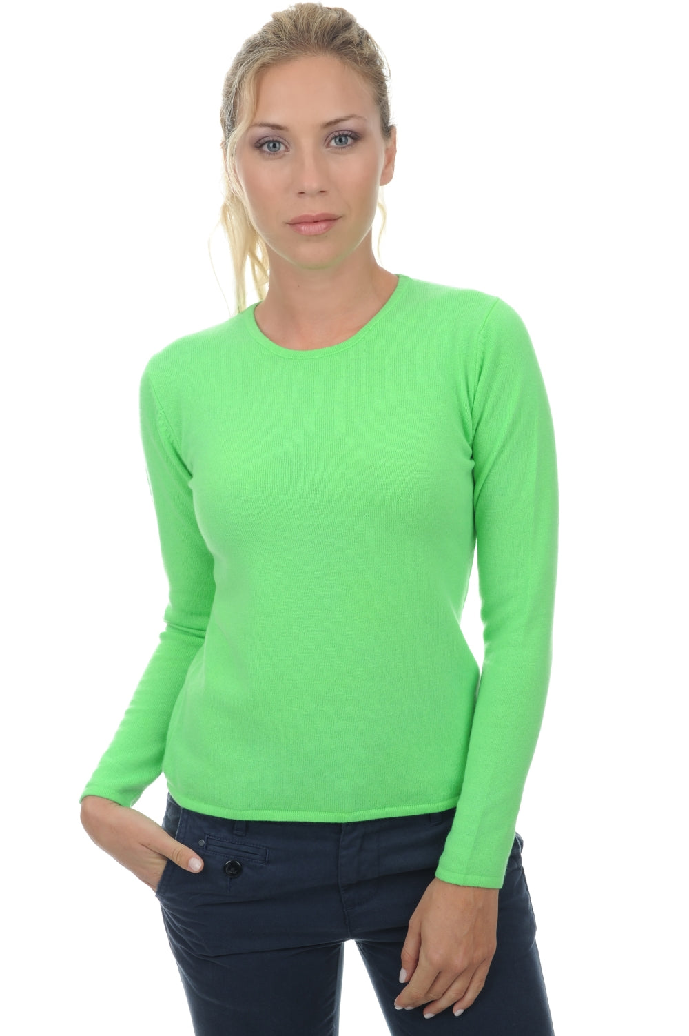 Line aus Kaschmir für Damen - Neongrün - Mahogany