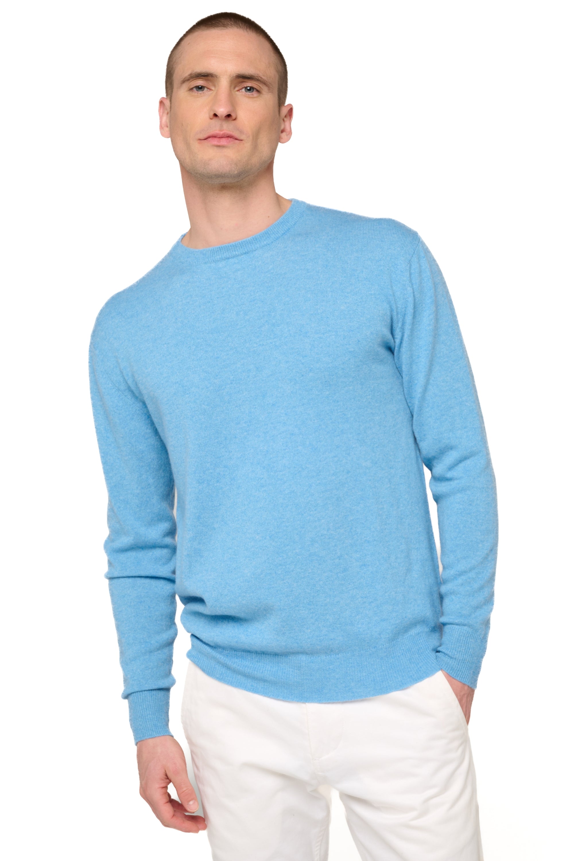 Nestor Kaschmirpullover Herren - Azurblau chiné - Mahogany