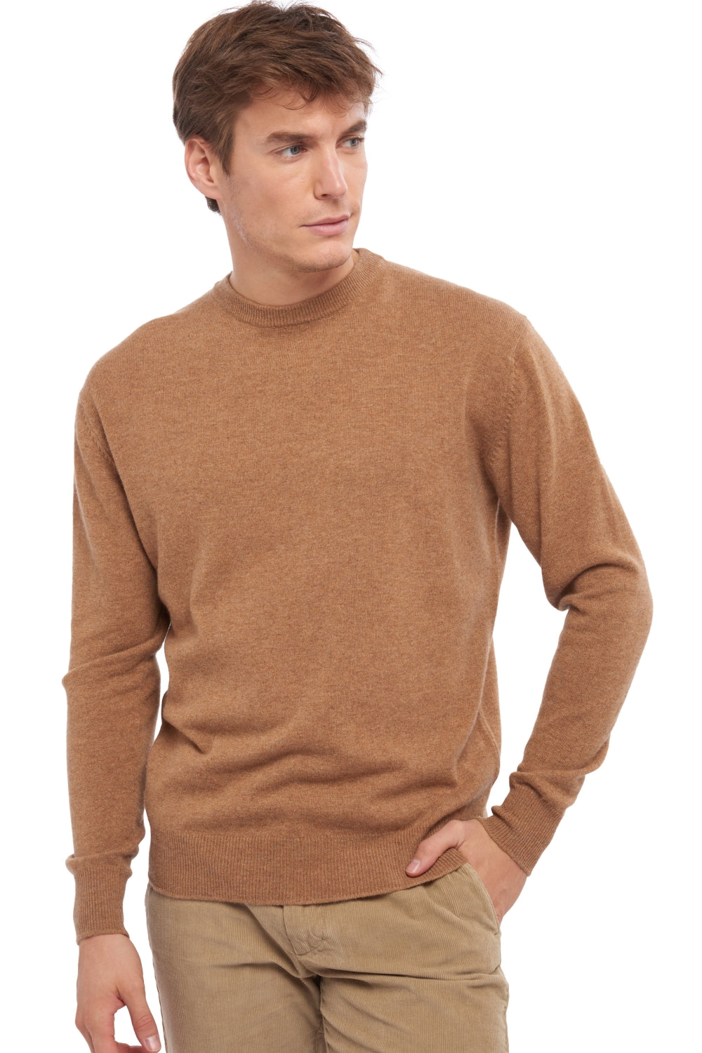 Nestor Kaschmirpullover Herren - Kamel chiné - Mahogany