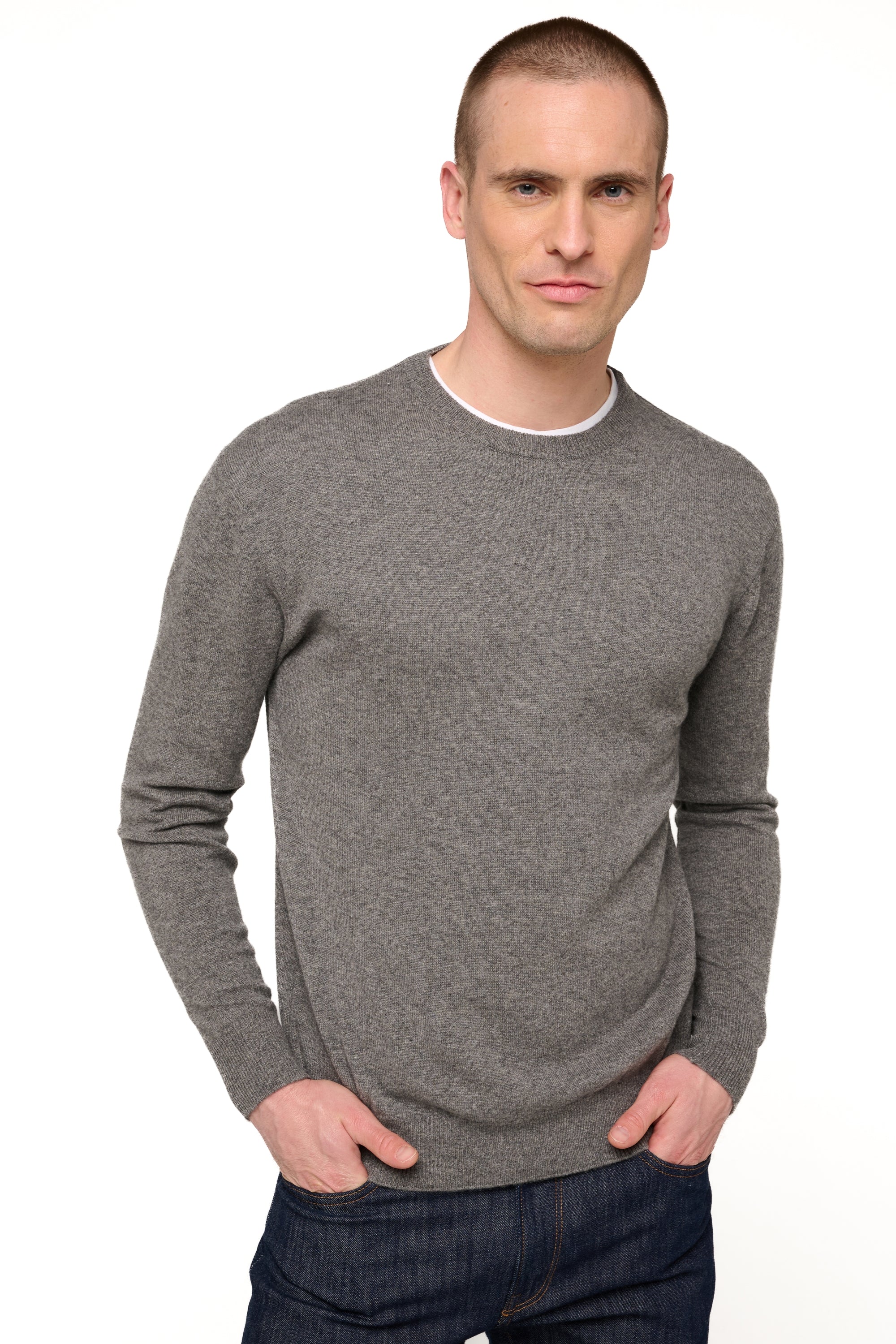 Nestor Kaschmirpullover Herren - Marmotte chiné - Mahogany