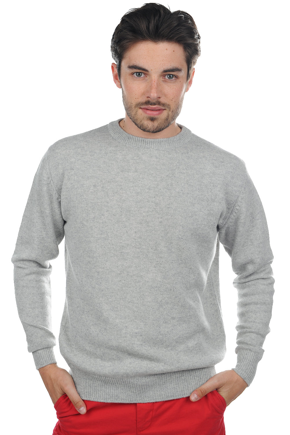 Nestor 4F Kaschmirpullover Herren - Meliertes Flanellgrau - Mahogany