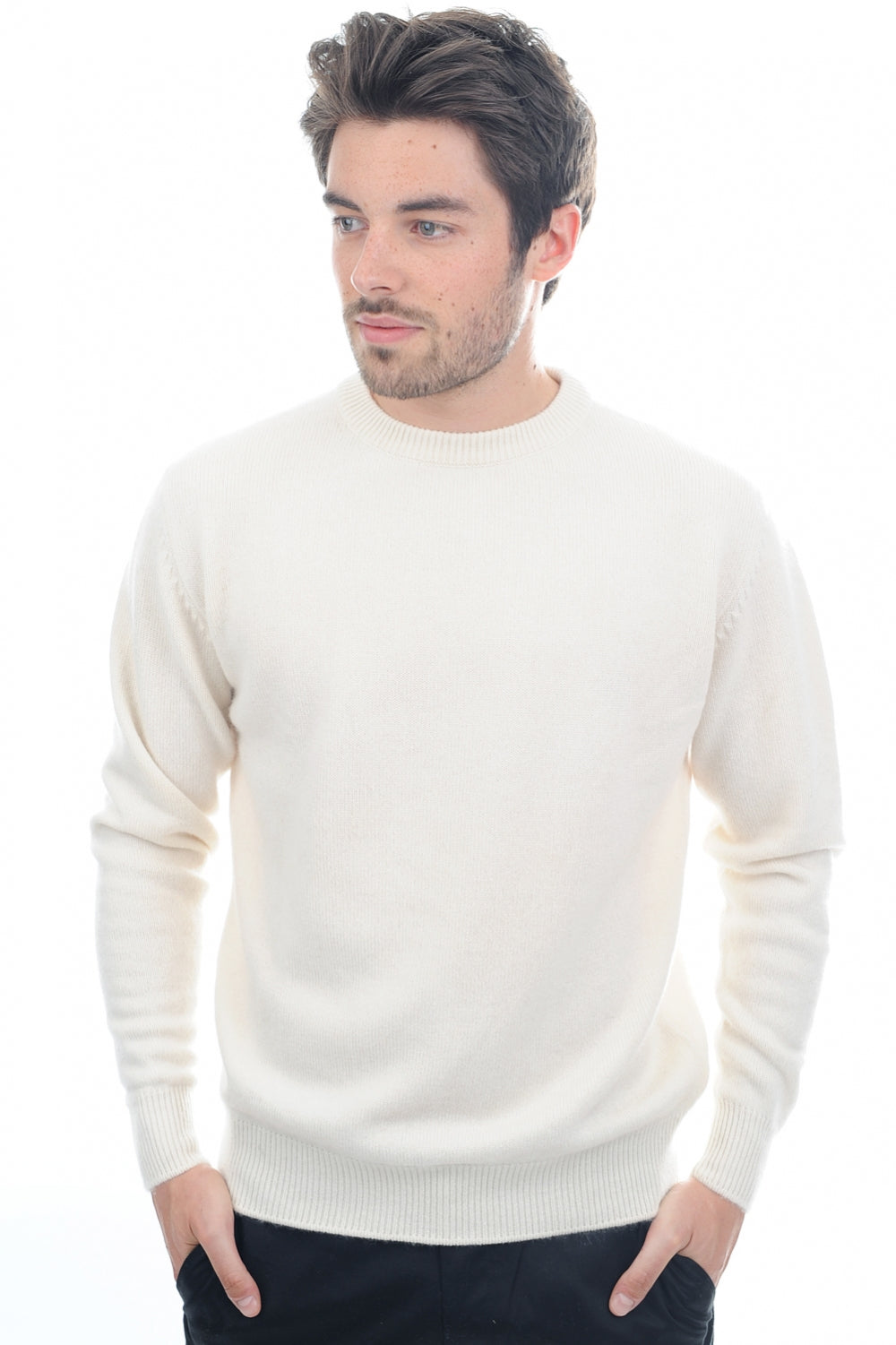 Nestor 4F Kaschmirpullover Herren - Natural Ecru - Mahogany