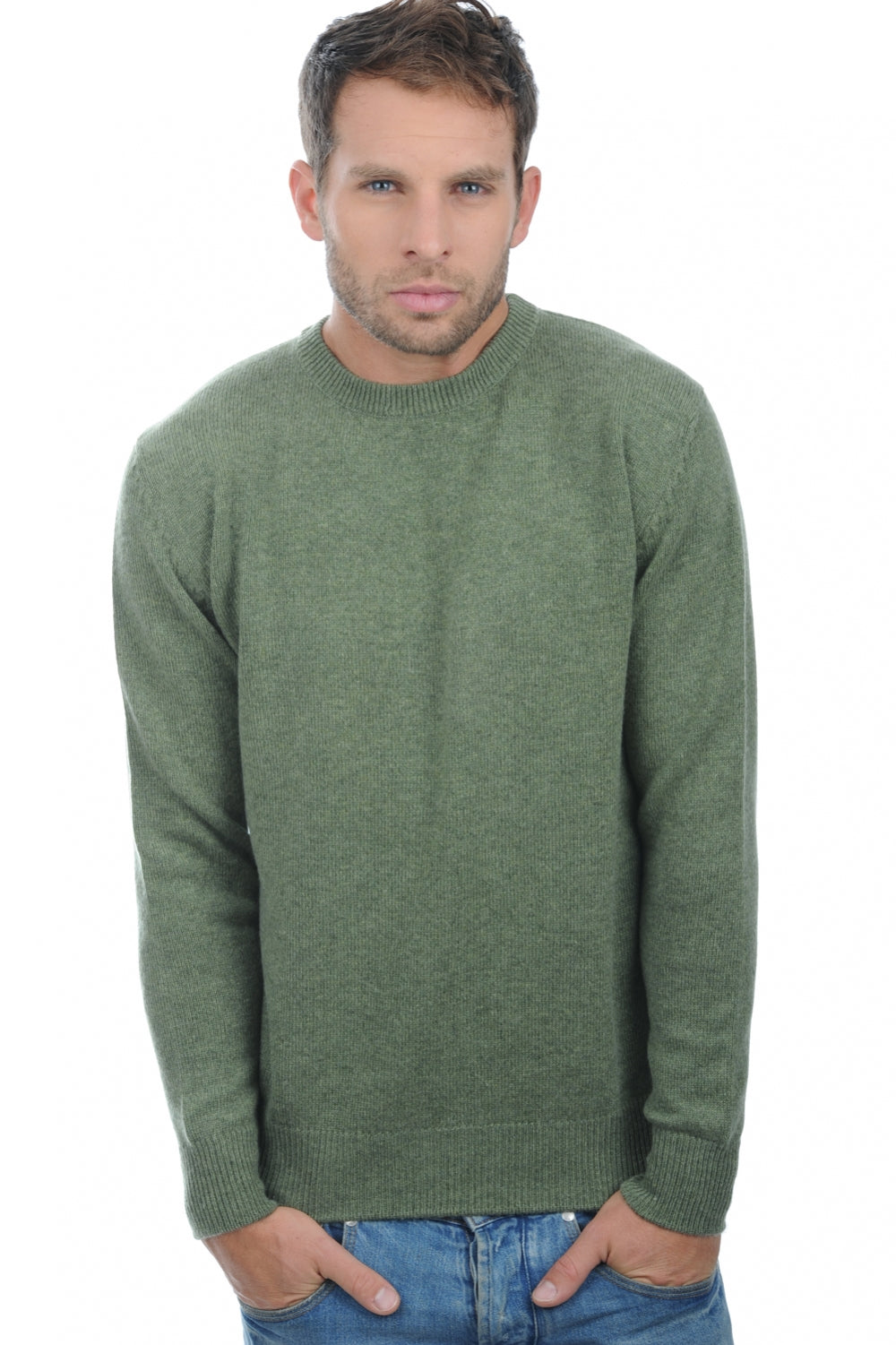 Nestor 4F Kaschmirpullover Herren - Meliertes Grün - Mahogany