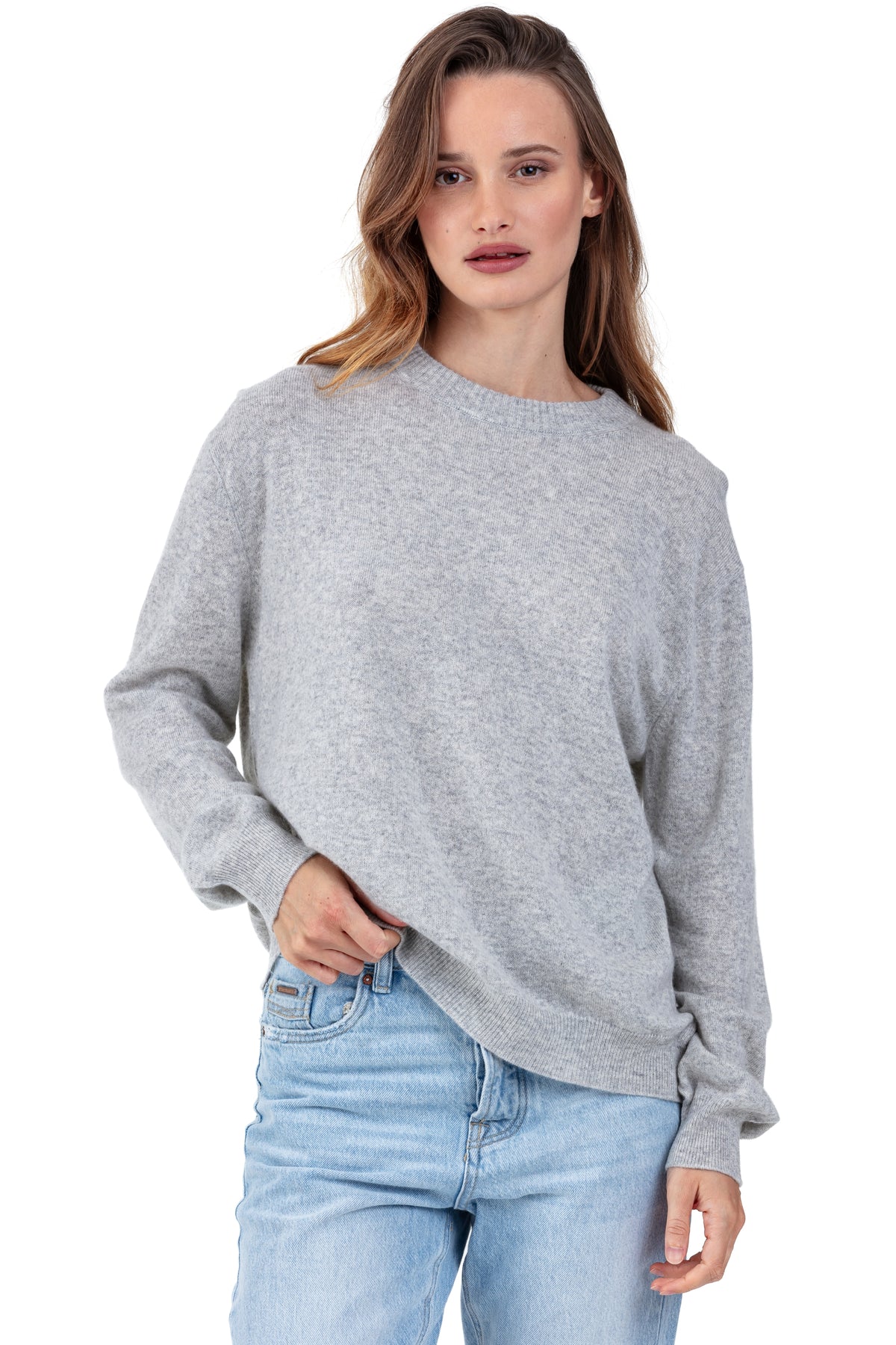 Kaschmirpullover, 100 % Kaschmir, Damen, Rundhalsausschnitt, weite Passform, lange Ärmel, normal / 2 und 4 Fäden, normales Strickwerk, Mahogany
