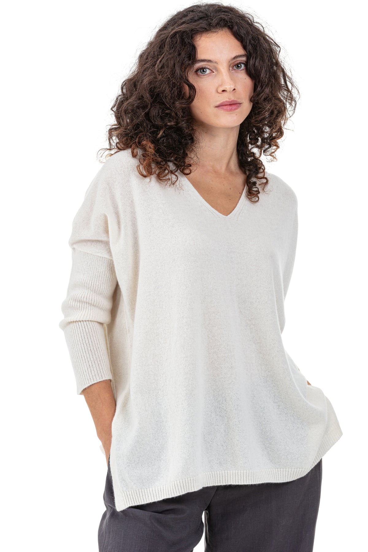Pippa aus Kaschmir für Damen - natural écru - Mahogany