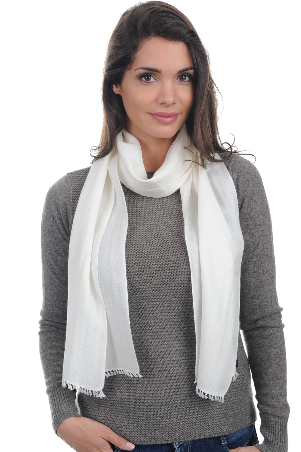 Scarva aus Kaschmir und Seide für Damen - milk - Mahogany