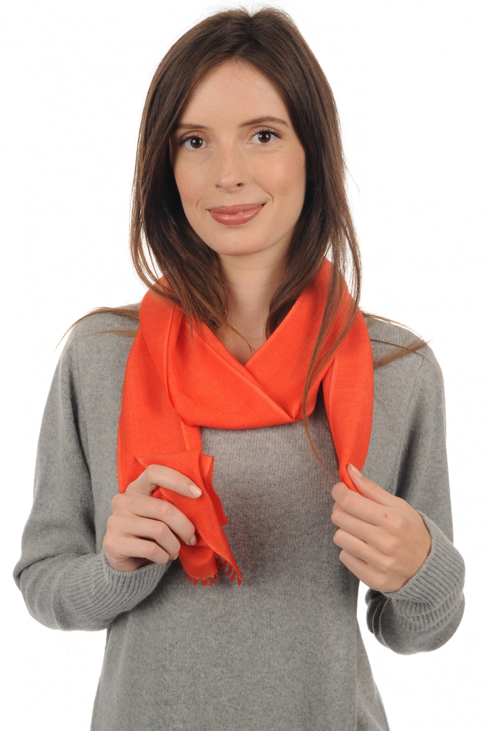 Scarva aus Kaschmir und Seide für Damen - sonniges Orange - Mahogany