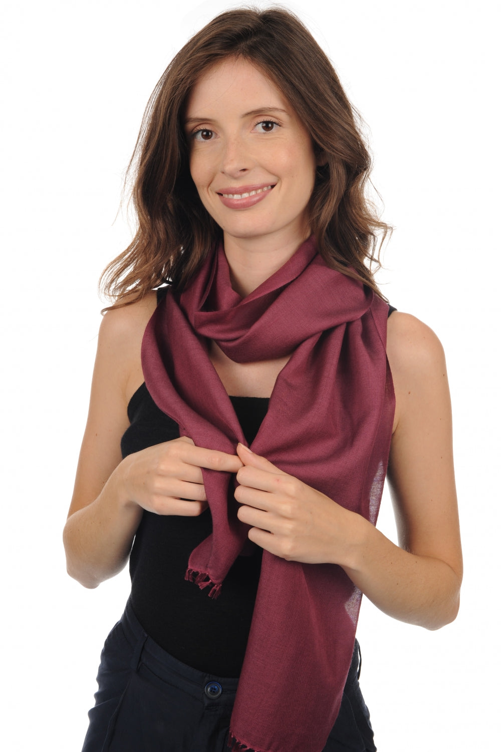 Scarva aus Kaschmir und Seide für Damen - pflaume - Mahogany