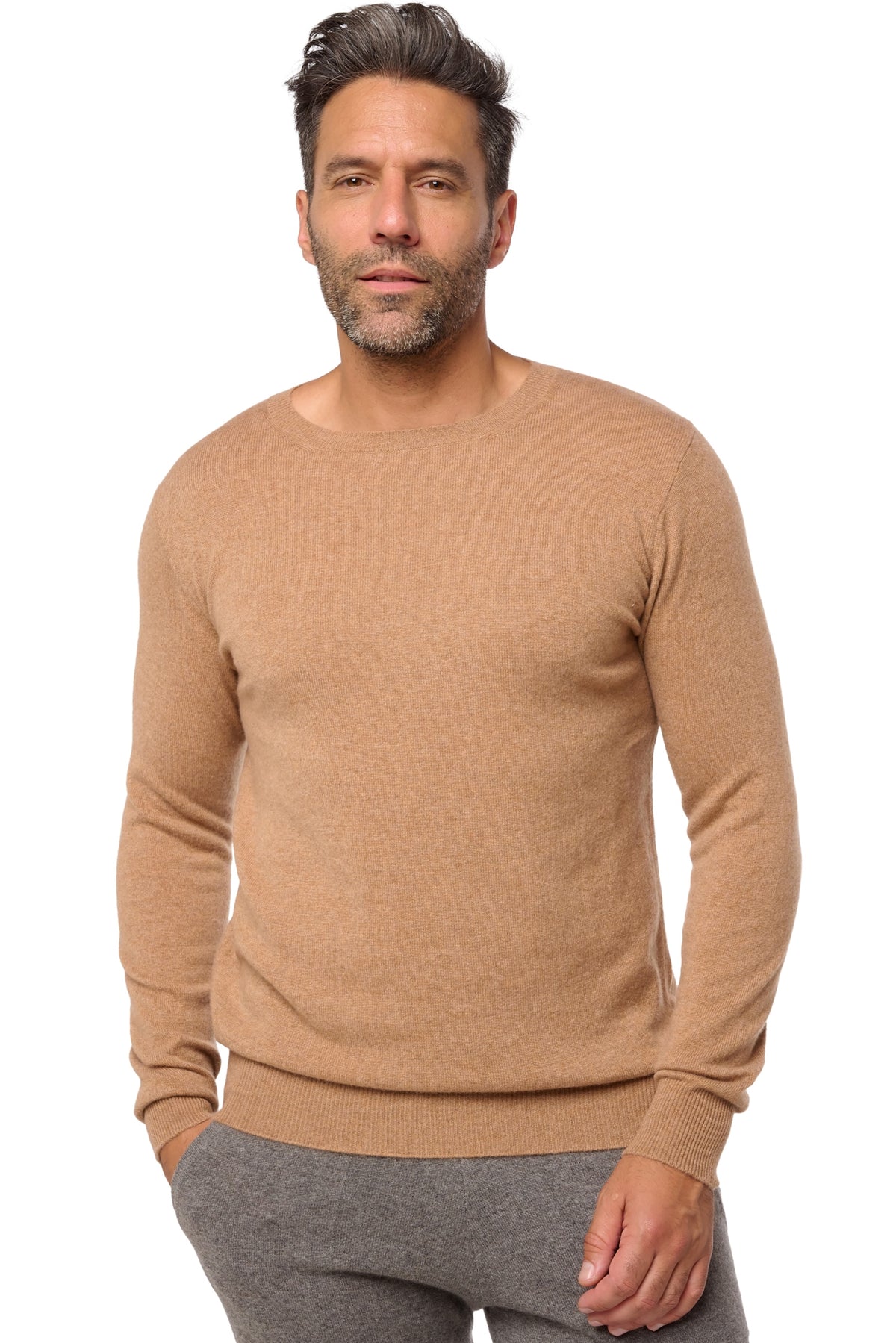 Tao Kaschmirpullover Herren - african camel - Mahogany