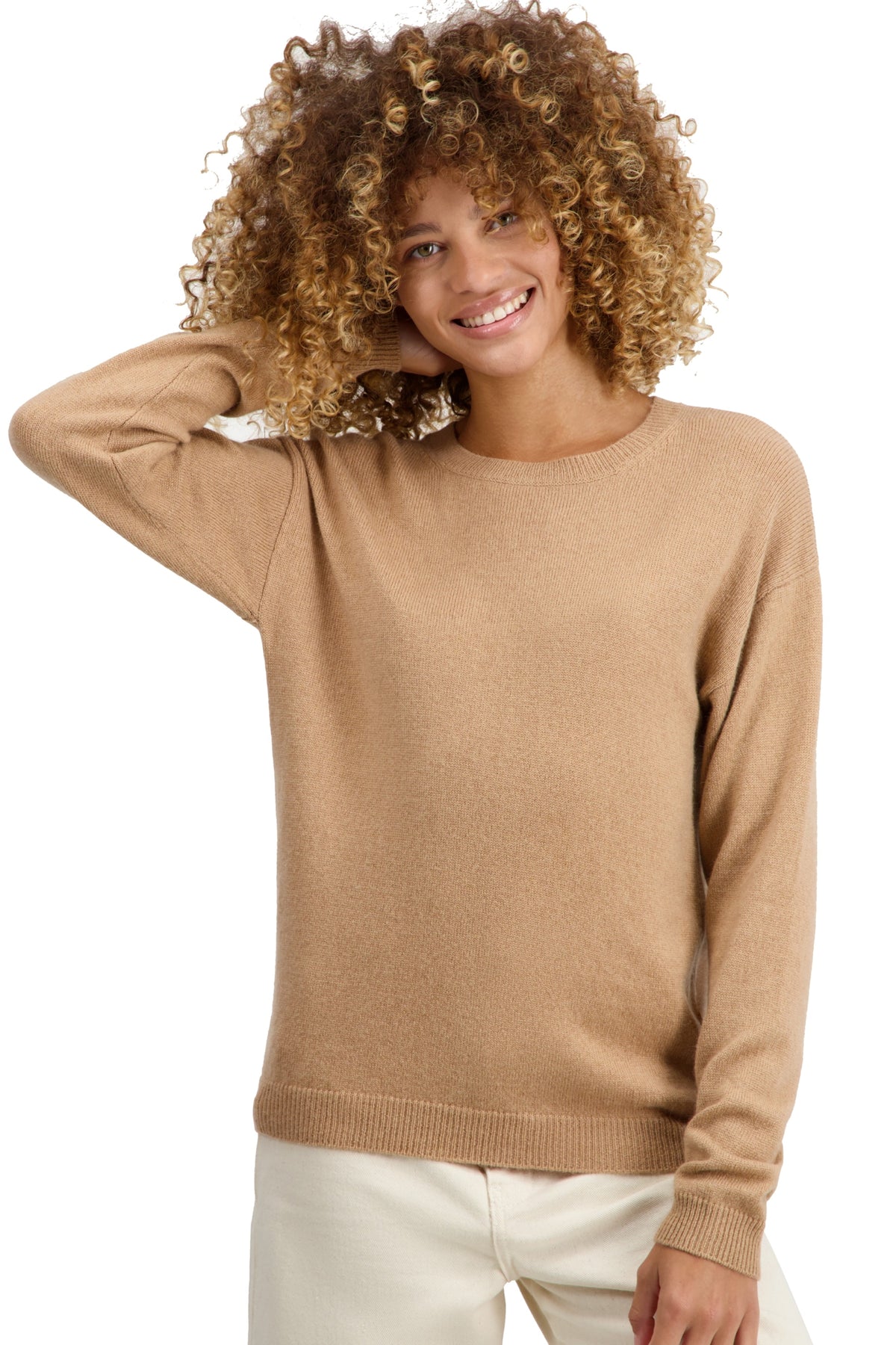 Pullover aus Kamel, 100 % Kamel, Damen, Rundhalsausschnitt, gerader Schnitt, lange Ärmel, normal / 2 und 4 Fäden, normales Strickwerk, Mahogany