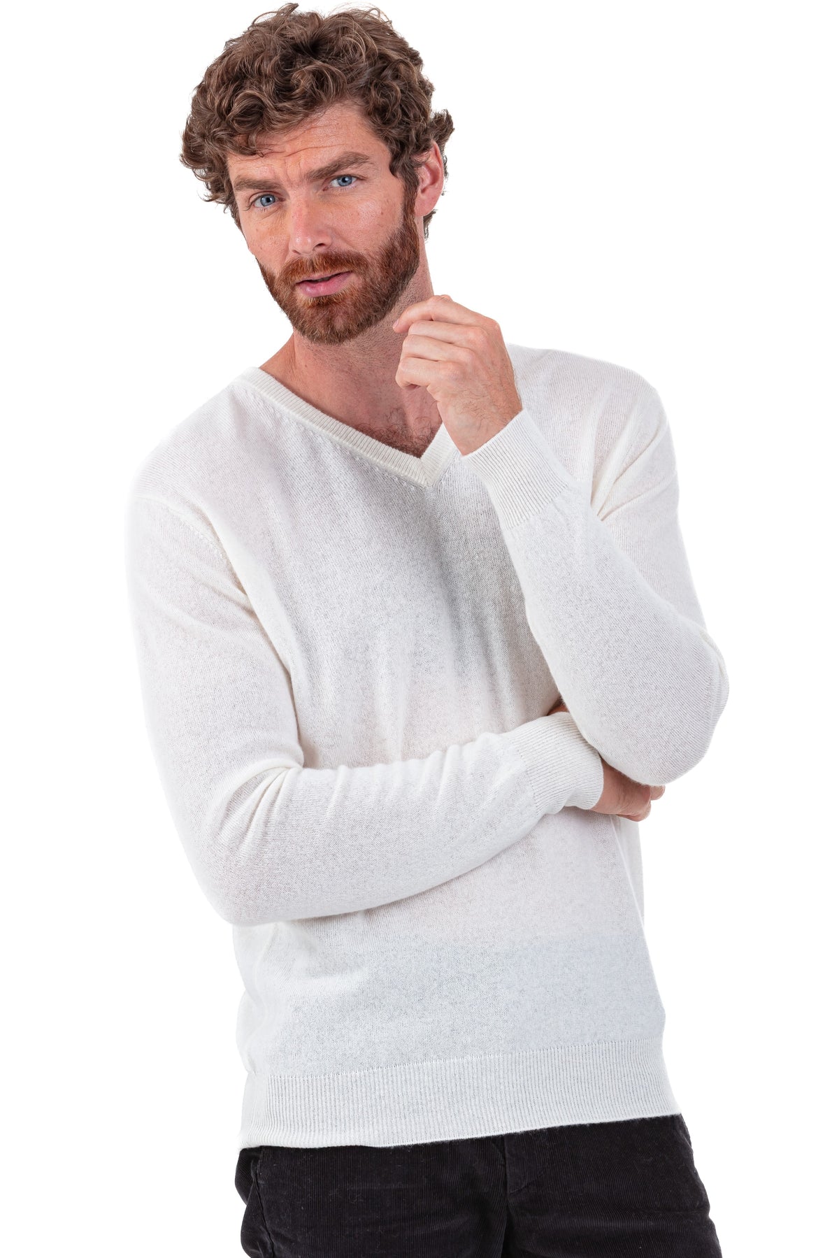 Tor Kaschmirpullover Herren - natural écru - Mahogany