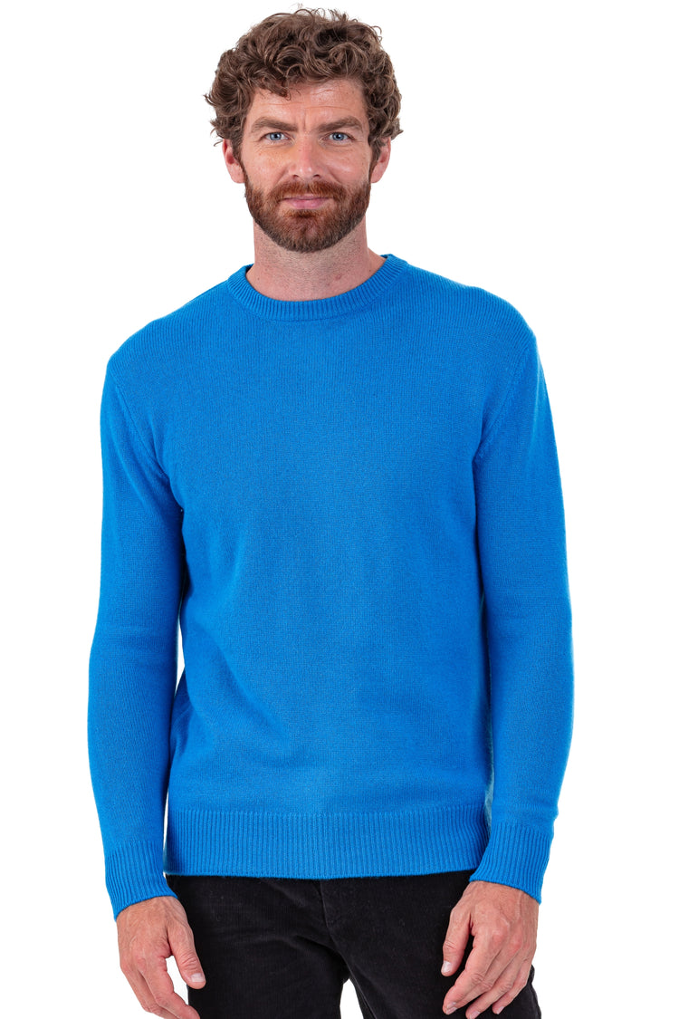 Kaschmirpullover, 100 % Kaschmir, Herren, Rundhalsausschnitt, gerader Schnitt, lange Ärmel, normale Passform / 2 und 4 Fäden, normales Strickgewebe, Mahogany