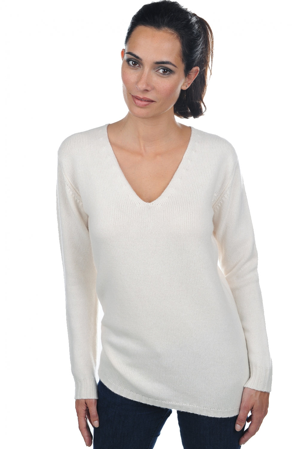 Vanessa aus Kaschmir für Damen - Natural Écru - Mahogany