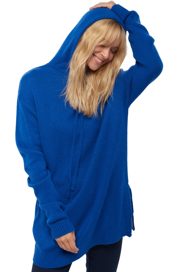 Pullover aus Yak, 100 % Yak, Damen, Kapuze, weite Passform, lange Ärmel, normal / 2 und 4 Fäden, normales Strickbild, Mahogany