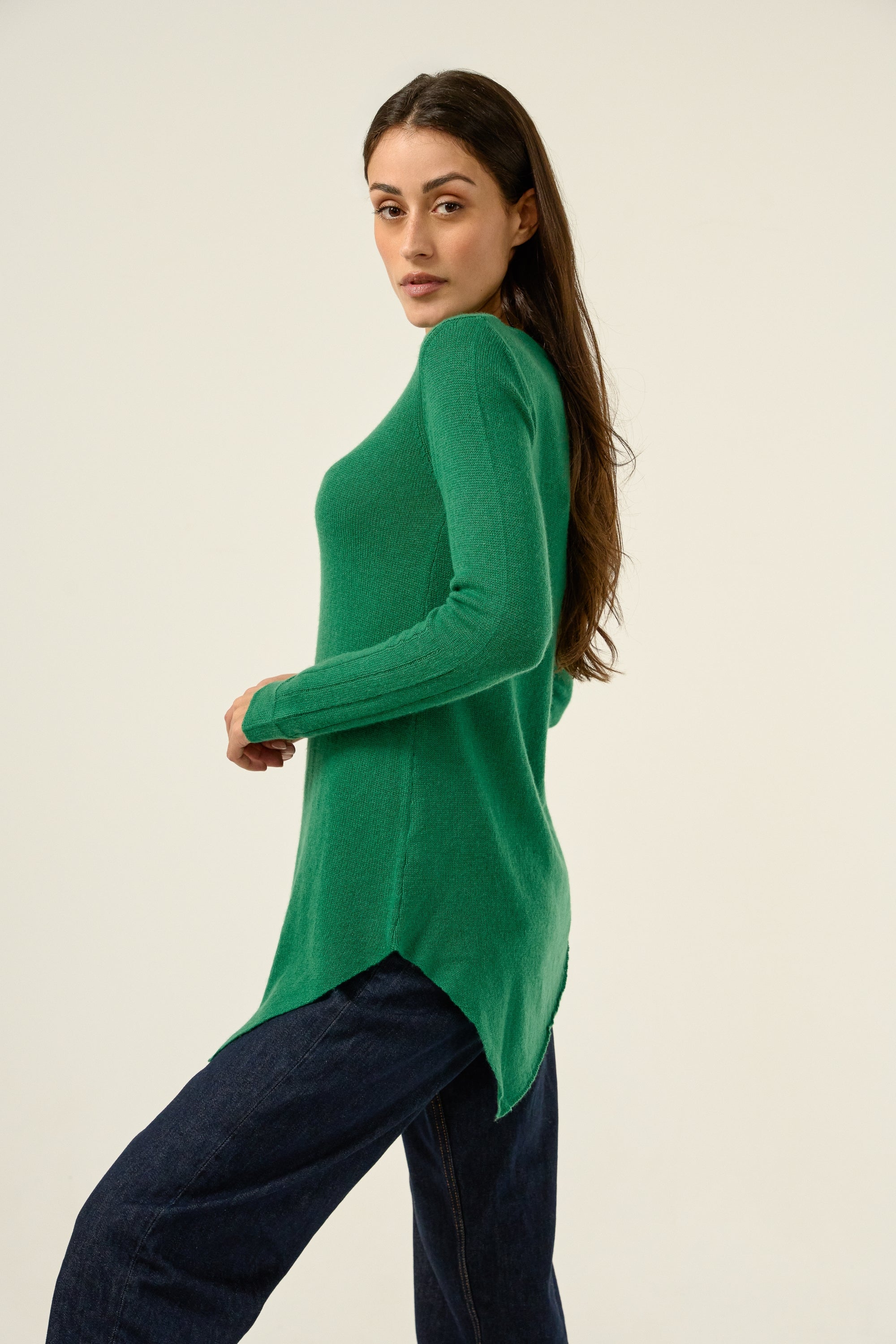 Zaia en cachemire femme - Vue 3 - vert anglais - Mahogany