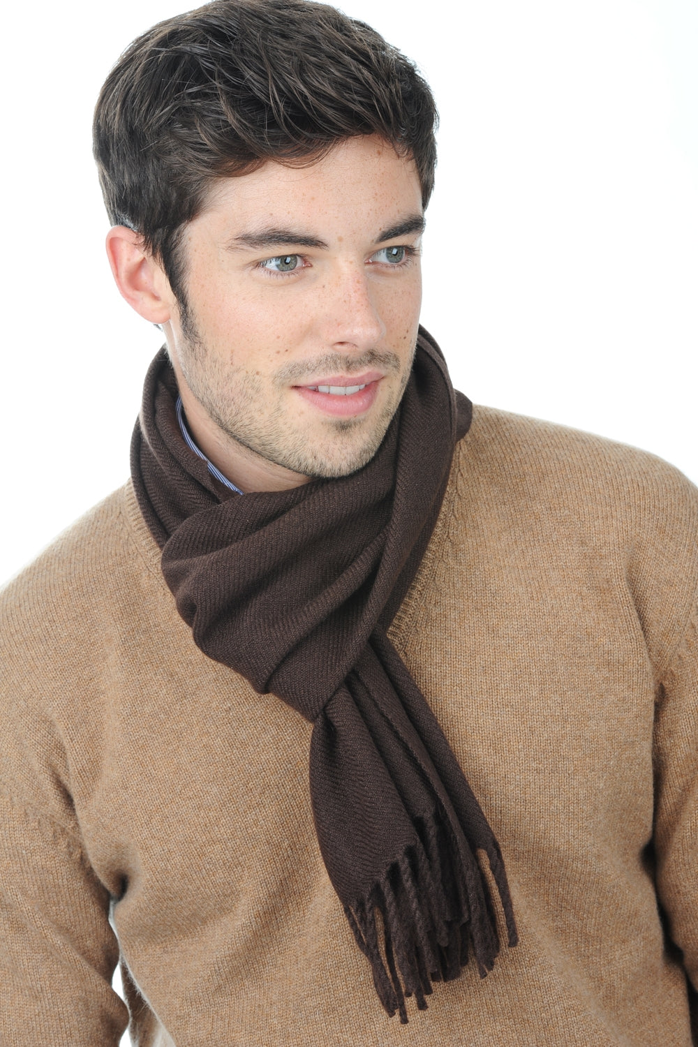 Zak170 aus gemischtem Kaschmir - Cappuccino - Mahogany