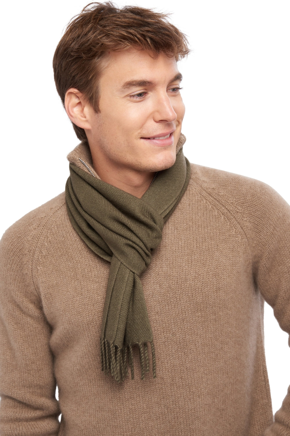 Zak170 aus gemischtem Kaschmir - Khaki - Mahogany