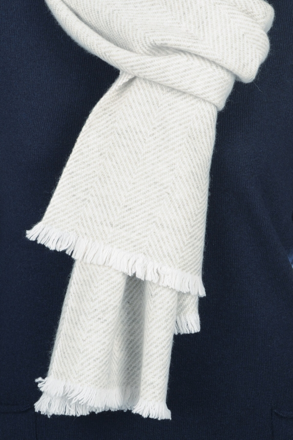 Cashmere accessoires kaschmir schals orage off white flanellgrau meliert 200 x 35 cm