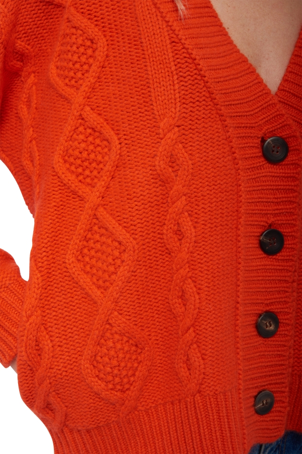 Cashmere kaschmir pullover damen strickjacken cardigan valaska bloody orange 2xl