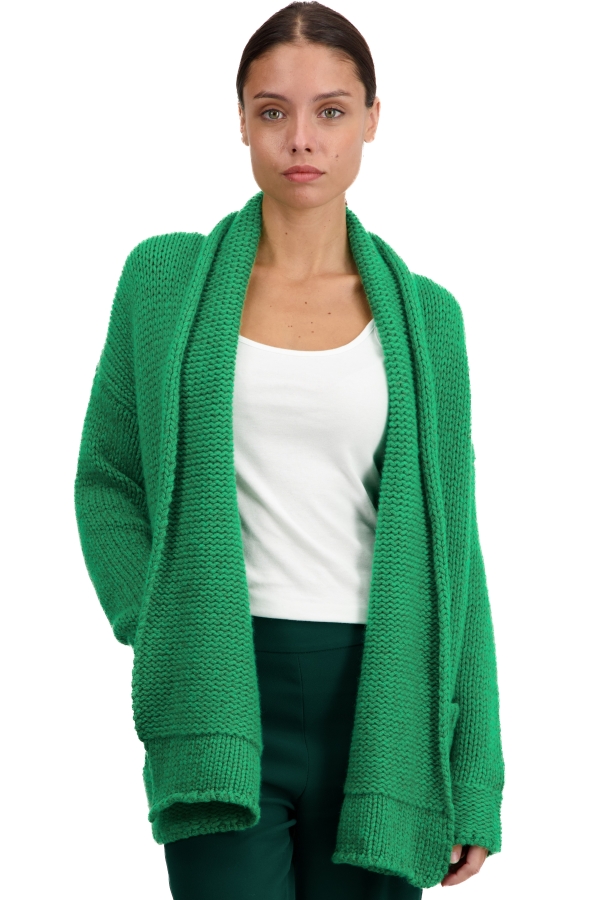 Cashmere kaschmir pullover damen strickjacken cardigan vienne basil new green l