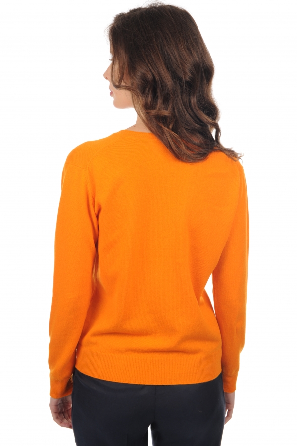 Cashmere kaschmir pullover damen v ausschnitt faustine orange l