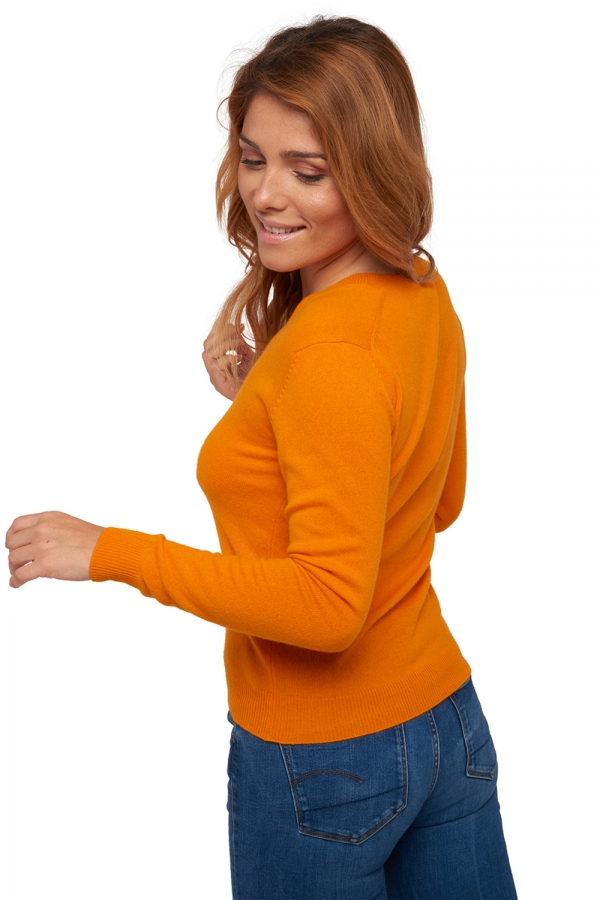Cashmere kaschmir pullover damen v ausschnitt tessa orange s