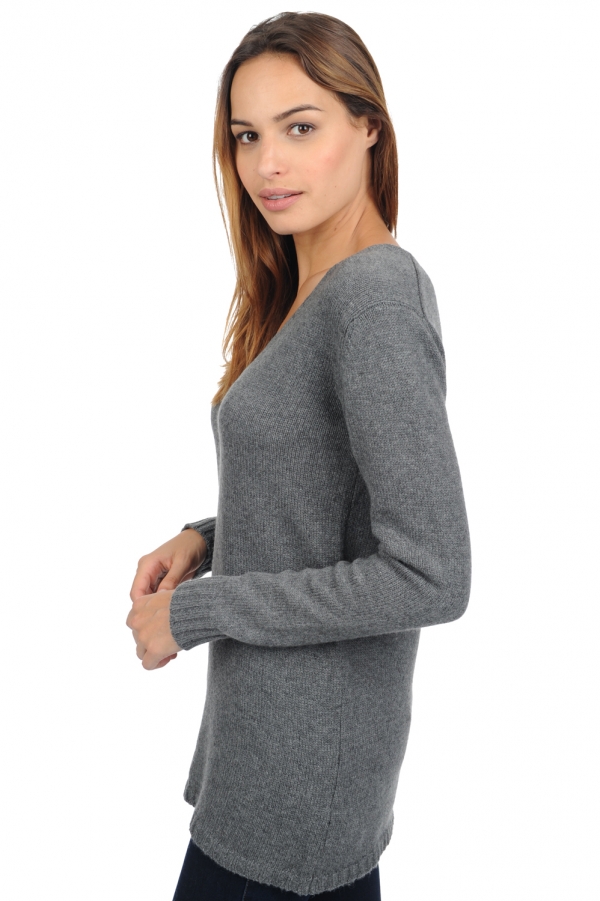 Cashmere kaschmir pullover damen v ausschnitt vanessa premium premium graphite 2xl