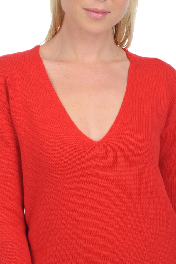 Cashmere kaschmir pullover damen v ausschnitt vanessa premium rot s