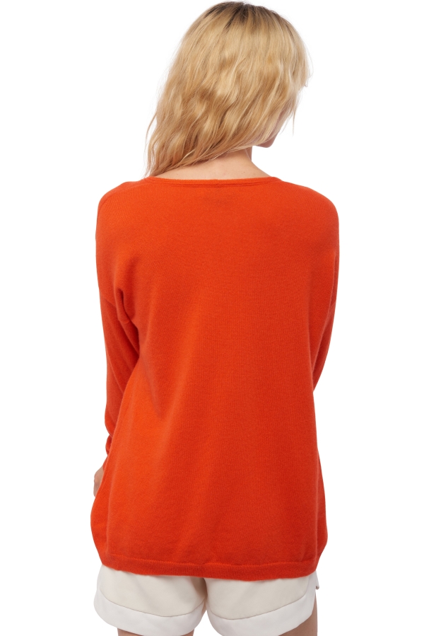 Cashmere kaschmir pullover damen v ausschnitt varsovie bloody orange 3xl