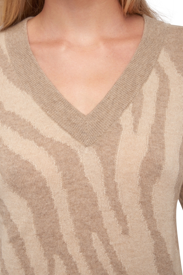Cashmere kaschmir pullover damen v ausschnitt winchester natural stone natural beige m