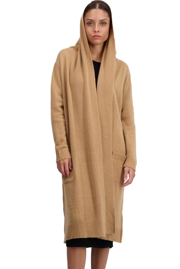 Cashmere kaschmir pullover damen zip kapuze thonon camel 4xl