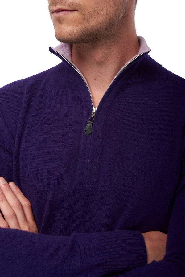 Cashmere kaschmir pullover herren polo henri deep purple lilas 4xl