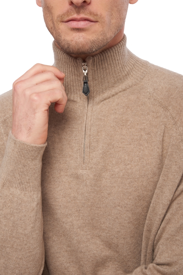 Cashmere kaschmir pullover herren polo natural vez natural brown 2xl