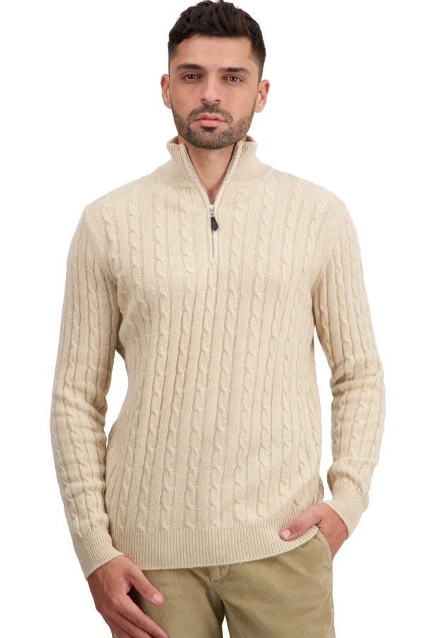 Cashmere kaschmir pullover herren polo taurus natural beige 2xl