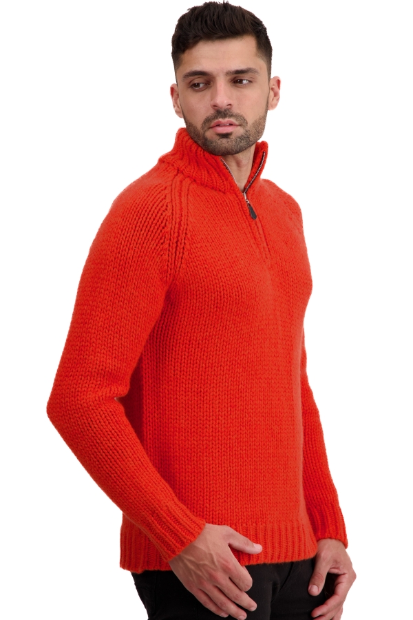 Cashmere kaschmir pullover herren polo tripoli bloody orange paprika 4xl