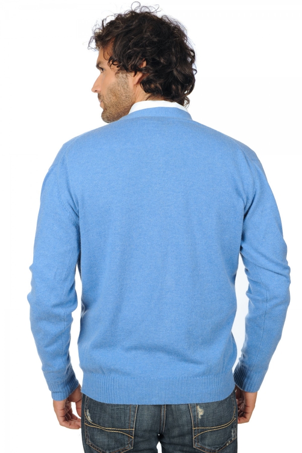 Cashmere kaschmir pullover herren strickjacke pullunder yoni blau meliert 2xl