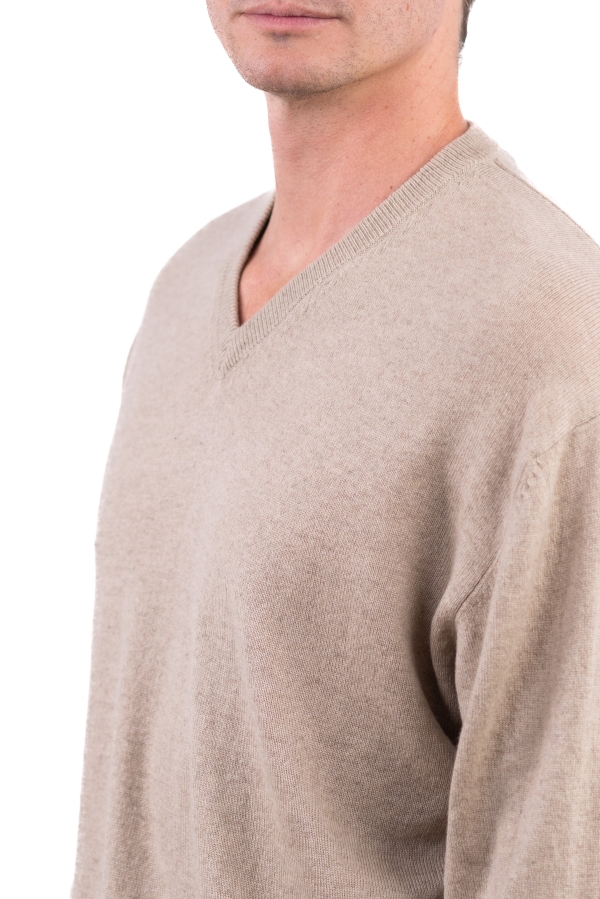 Cashmere kaschmir pullover herren v ausschnitt hippolyte natural stone 3xl