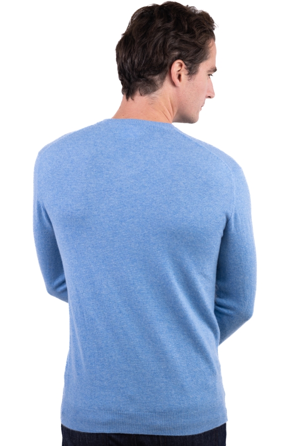 Cashmere kaschmir pullover herren v ausschnitt maddox azurblau meliert 2xl