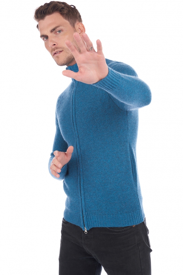 Cashmere kaschmir pullover herren zip kapuze argos manor blue 3xl