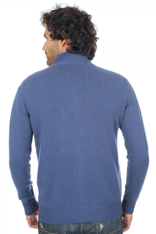 Cashmere kaschmir pullover herren zip kapuze maxime kobaltblau azurblau meliert 3xl