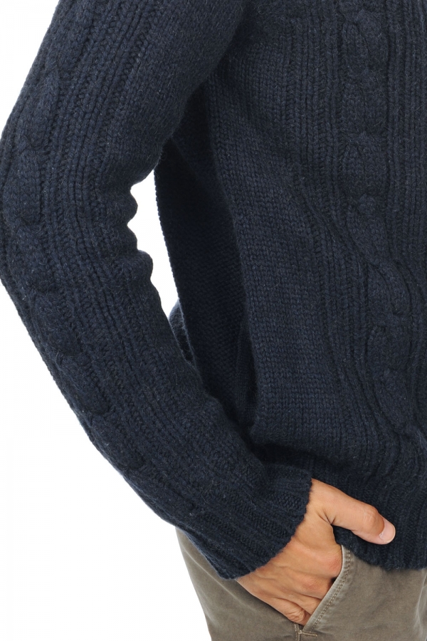 Kamel kaschmir pullover herren zip kapuze thais marineblau 3xl