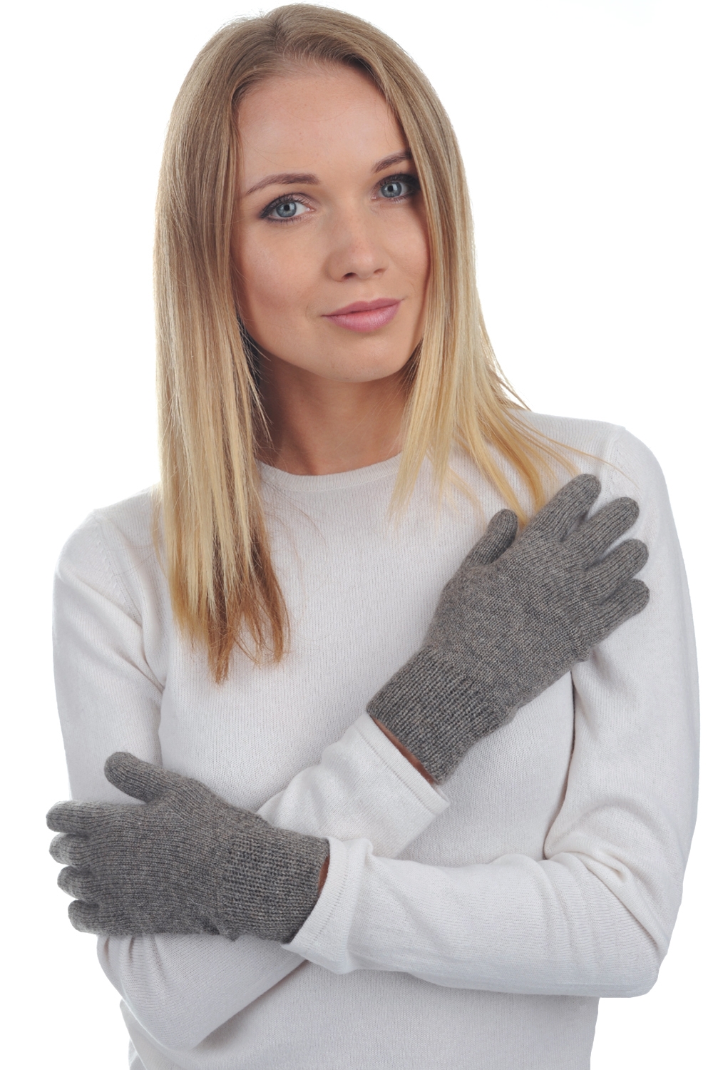 Cashmere accessoires kaschmir handschuhe manine graubraun meliert 22 x 13 cm