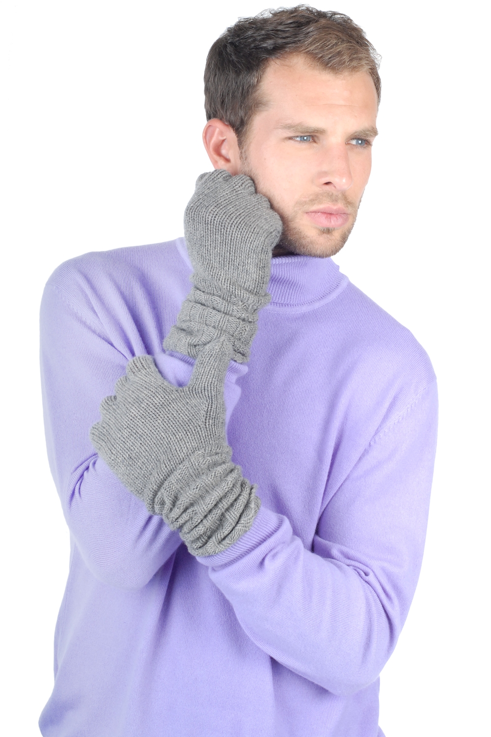 Cashmere accessoires kaschmir handschuhe tadom grau meliert 44 x 16 cm