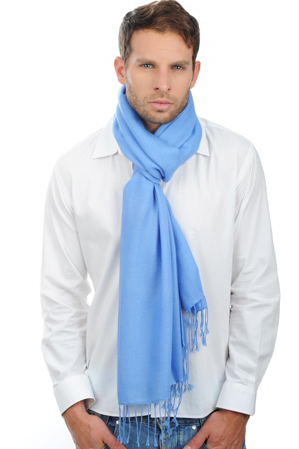 Cashmere accessoires kaschmir stolas diamant azur blau 204 cm x 92 cm